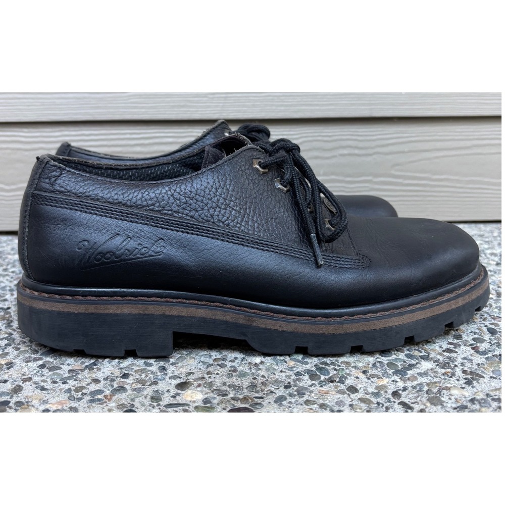 Woolrich Mens Black Pebbled Leather Lug Sole Oxford Shoes Size 9 Rugged Workwear